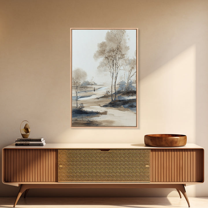 Japanese Ink Landscape Framed Canvas Print, Hotel Art, Hazbin Hotel, Hotel Decor, Fine Art, Boutique, Coastal Wall Art, HOT-2x3-74