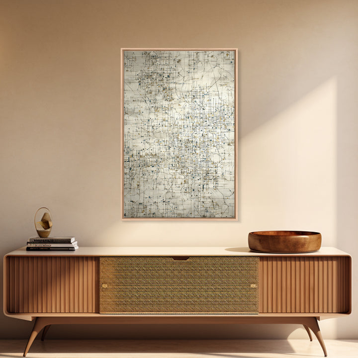 City Map Abstract Lines Without Readable Labels Framed Canvas Print, Hotel Art, Hazbin Hotel, Hotel Decor, Abstract Art, HOT-2x3-80