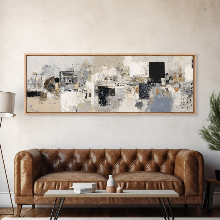 Modern Geometric Composition Framed Canvas Print, Hotel Art, Room Decor, Hotel Decor, Abstract Art, Boutique, Art Print, HOT-3x1-23