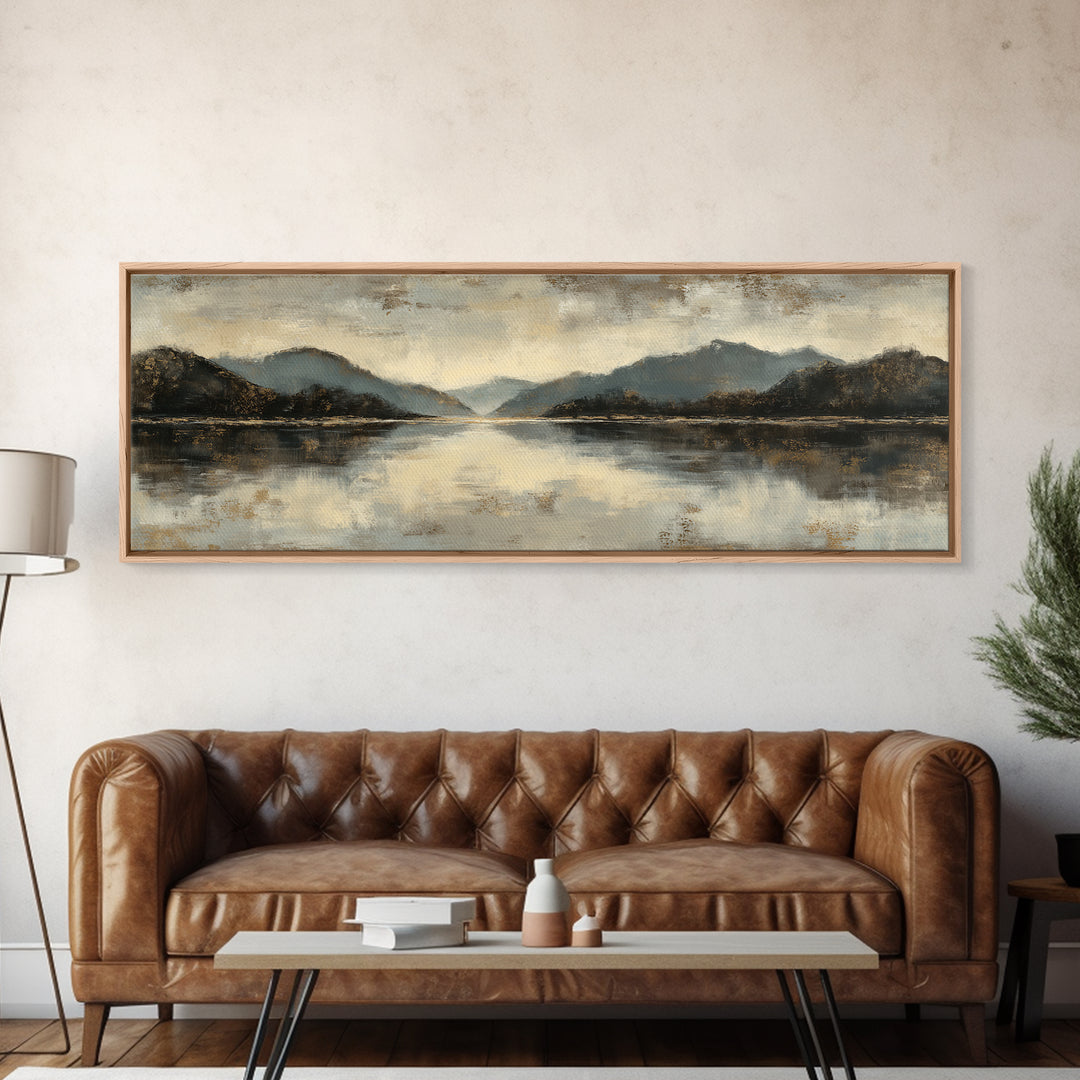 Serene Mountain Lake for Boutique Hotel Mood Canvas Print, Hotel Art, Travel Poster, Hotel Decor, Fine Art, Boutique, HOT-3x1-24