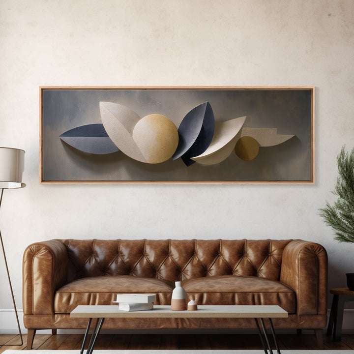Minimal Sculpture Shapes Framed Canvas Print, Hotel Art, City Wall Art, Hotel Decor, Abstract Art, Boutique, Minimalist Decor, HOT-3x1-28