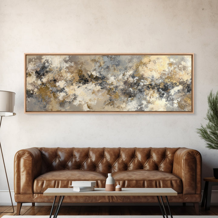 Gold Accented Abstract for Upscale Lobby Canvas Print, Hotel Art, Coastal Wall Art, Hotel Decor, Boutique, Fine Art Print, HOT-3x1-29