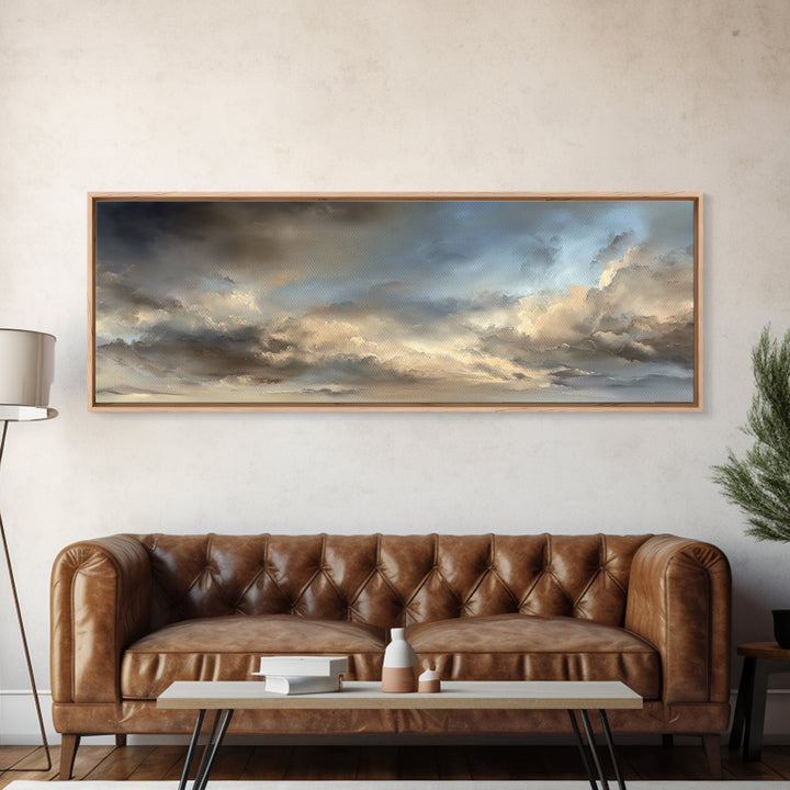 Large Cloudscape with Subtle Drama Canvas Print, Hotel Art, Coastal Decor, Hotel Decor, Fine Art, Boutique, Statement Artwork, HOT-3x1-33