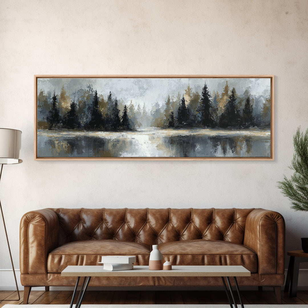 Misty Forest with Refined Calm Atmosphere Canvas Print, Hotel Art, Travel Poster, Hotel Decor, Fine Art, Boutique, HOT-3x1-54