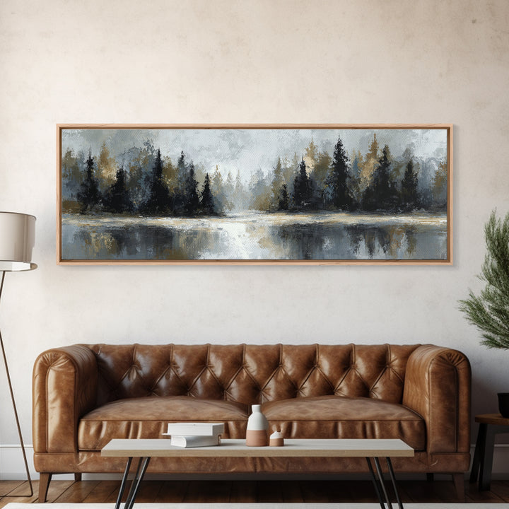 Misty Forest with Refined Calm Atmosphere Canvas Print, Hotel Art, Travel Poster, Hotel Decor, Fine Art, Boutique, HOT-3x1-54