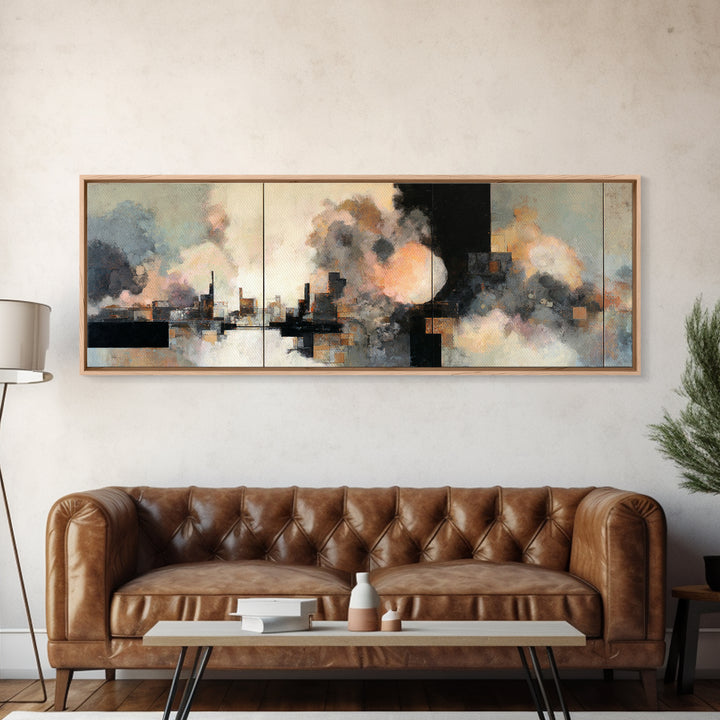 Large Cloudscape with Subtle Drama Framed Canvas Print, Hotel Art, Travel Poster, Hotel Decor, Fine Art, Boutique, HOT-3x1-57