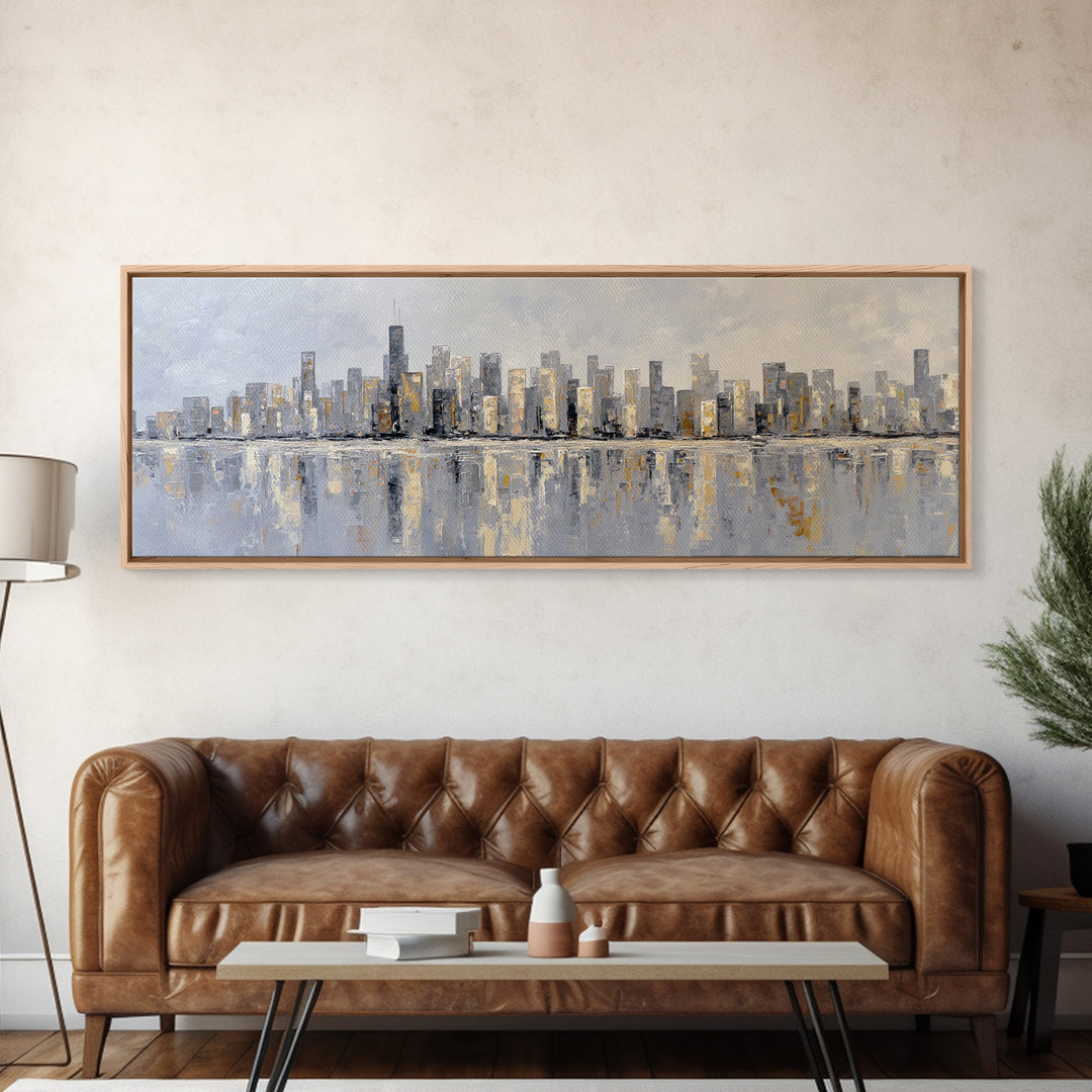 Quiet City Skyline Canvas Print, Hotel Art, Modern Wall Art, Hotel Decor, Abstract Art, Boutique, Neutral Decor, Modern Decor, HOT-3x1-66