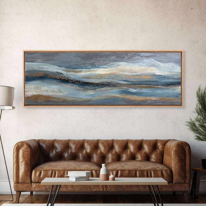 Soft Abstract Wave Forms Framed Canvas Print, Hotel Art, Coastal Wall Art, Hotel Decor, Fine Art, Boutique, Fine Art Print, HOT-3x1-74