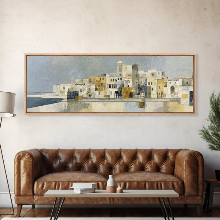 Mediterranean Terrace View Focused on Sea and Canvas Print, Hotel Art, Framed Art, Hotel Decor, Boutique, Beach Prints, HOT-3x1-75