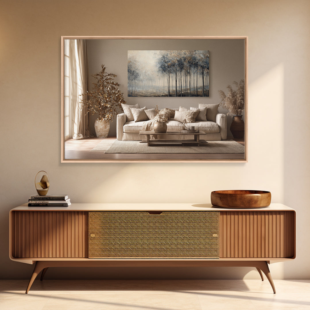 Misty Forest with Refined Calm Atmosphere Canvas Print, Hotel Art, Modern Wall Art, Hotel Decor, Boutique, Neutral Decor, HOT-3x2-42