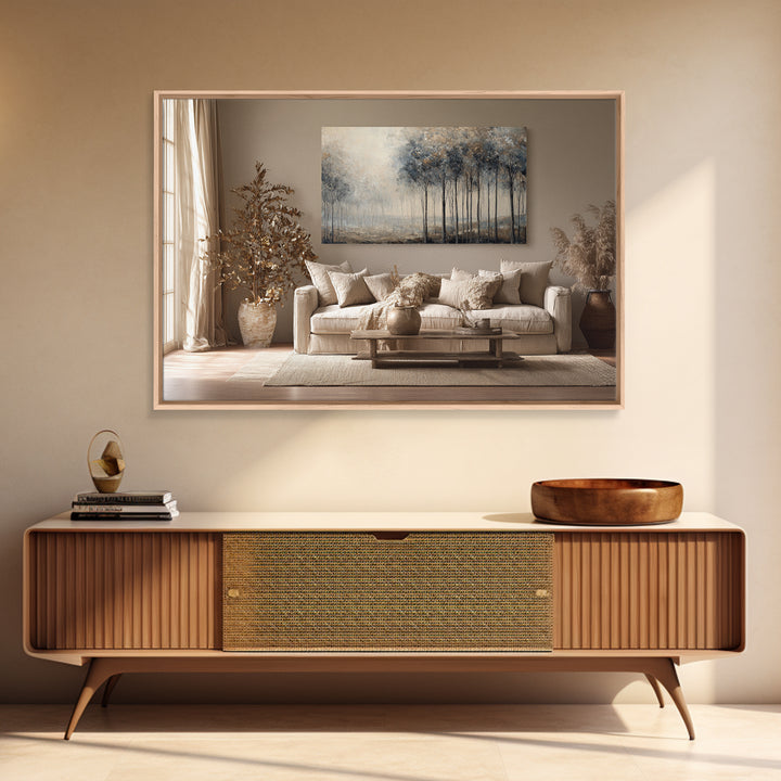 Misty Forest with Refined Calm Atmosphere Canvas Print, Hotel Art, Modern Wall Art, Hotel Decor, Boutique, Neutral Decor, HOT-3x2-42