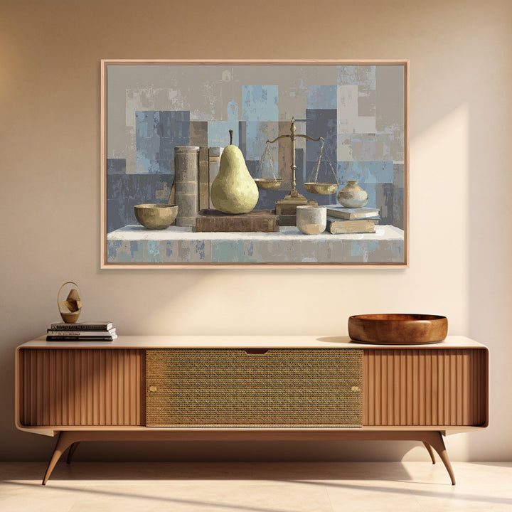 Elegant Pear Still Life on Linen Canvas Print, Hotel Art, Neutral Decor, Hotel Decor, Fine Art, Boutique, Home Decor, HOT-3x2-49