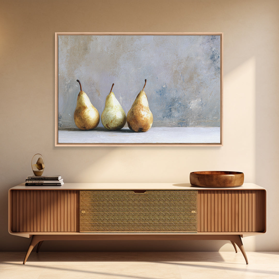Elegant Pear Still Life on Linen Canvas Print, Hotel Art, Neutral Decor, Hotel Decor, Fine Art, Boutique, Home Decor, HOT-3x2-73
