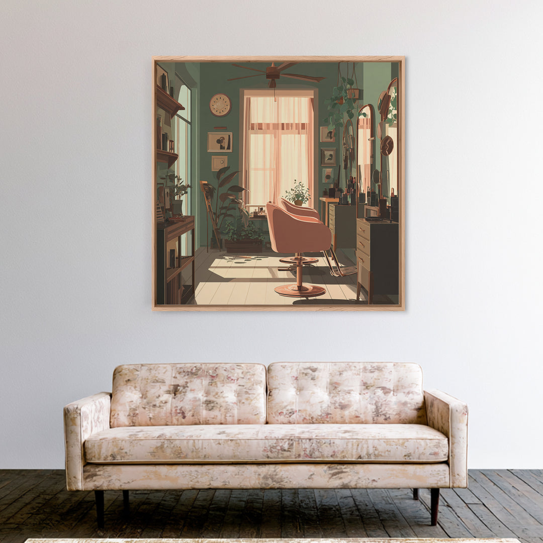 Copper Hair Silhouette Canvas Print, Hair Salon Art, Black and White Art, Living Room Decor, Fine Art, Style, Neutral Decor, HSA-1x1-10