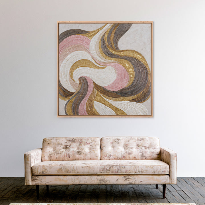 Abstract Hair Strands Forming Elegant Waves Framed Canvas Print, Hair Salon Art, African Art, Living Room Decor, Style, HSA-1x1-27