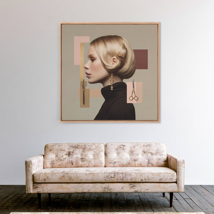 Minimal Female Profile Canvas Print, Hair Salon Art, Black Art, Living Room Decor, Watercolor Art, Style, Black Girl Art, HSA-1x1-36