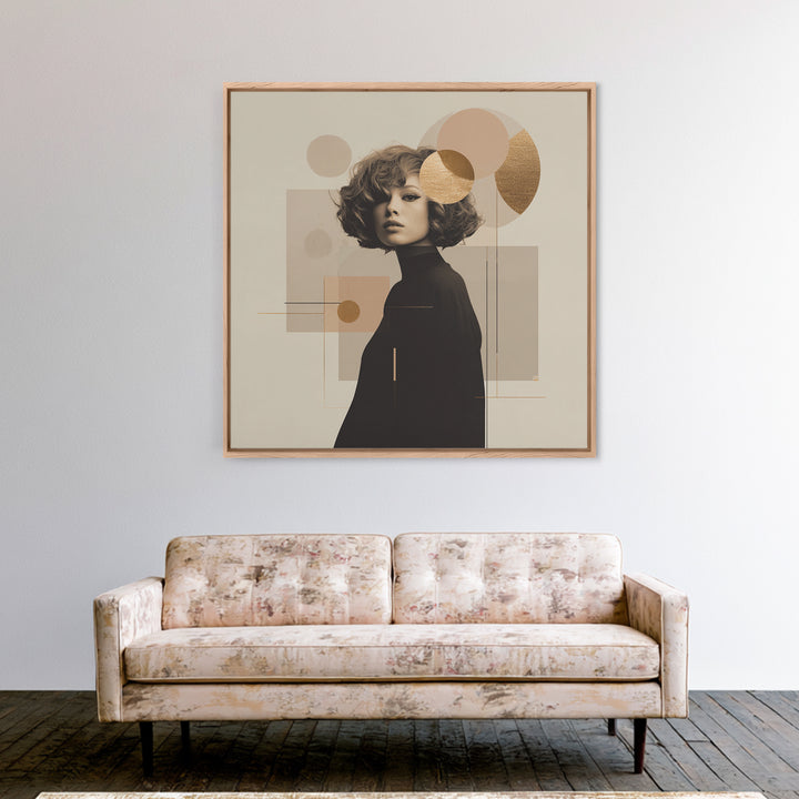 Mod 1960s Beauty Portrait Framed Canvas Print, Hair Salon Art, Home Decor, Living Room Decor, Fine Art, Style, Contemporary Art, HSA-1x1-67