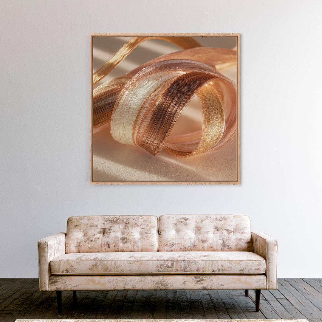 Hair Strands Turning into Abstract Ribbons Canvas Print, Hair Salon Art, Gallery Decor, Living Room Decor, Abstract Art, Style, HSA-1x1-69