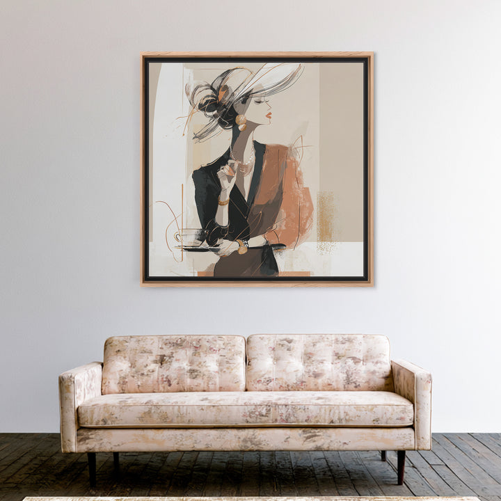 Black and White Line Art Salon Figure Framed Canvas Print, Hair Salon Art, Modern Decor, Living Room Decor, Fine Art, Style, HSA-1x1-79