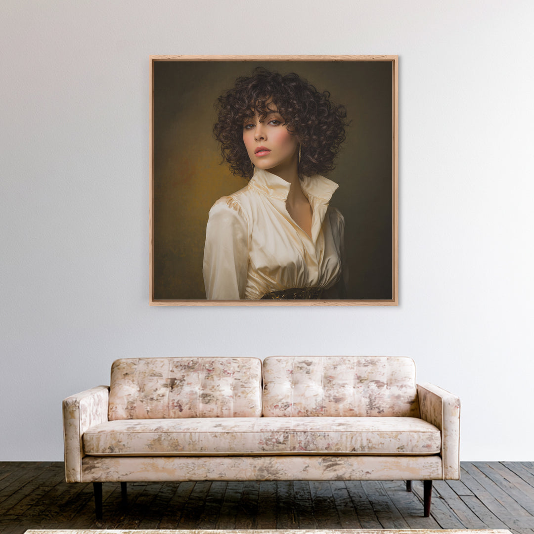 Curly Hair Portrait Canvas Print, Hair Salon Art, Statement Artwork, Living Room Decor, Fine Art, Style, Digital Prints, HSA-1x1-87