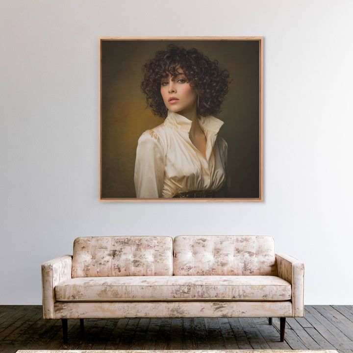 Curly Hair Portrait Canvas Print, Hair Salon Art, Statement Artwork, Living Room Decor, Fine Art, Style, Digital Prints, HSA-1x1-87