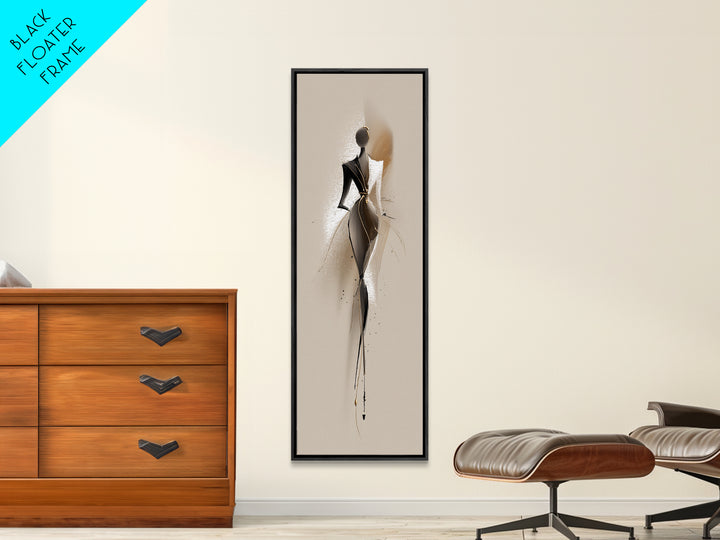 Black and White Line Art Salon Figure Framed Canvas Print, Hair Salon Art, Art, Living Room Decor, Style, Black Art Prints, HSA-1x3-19