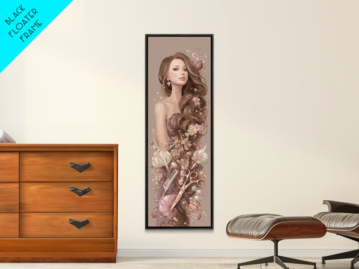 Rose Gold Salon Tool Still Life Canvas Print, Hair Salon Art, Afrocentric Art, Living Room Decor, Style, Statement Artwork, HSA-1x3-26