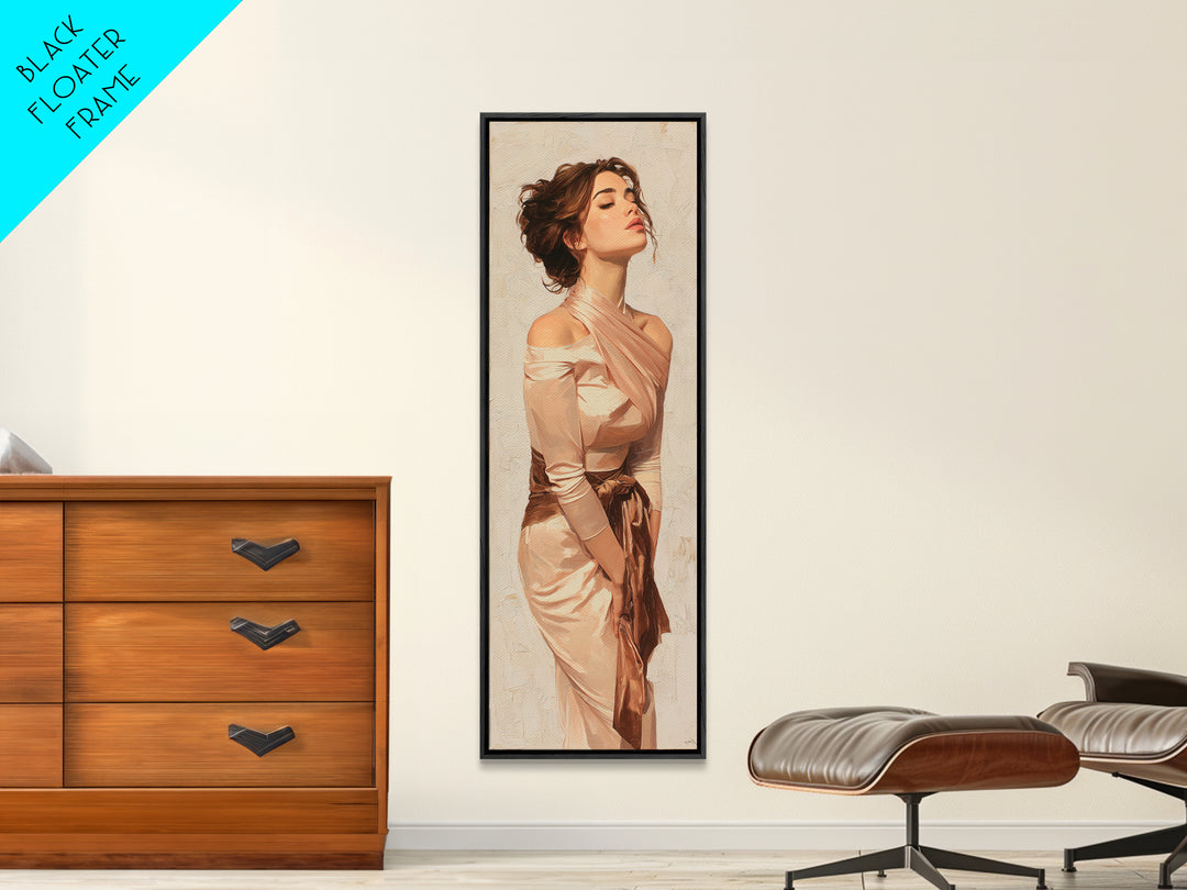 Curly Hair Portrait Framed Canvas Print, Hair Salon Art, Minimalist Decor, Living Room Decor, Fine Art, Style, Black Wall Art, HSA-1x3-3