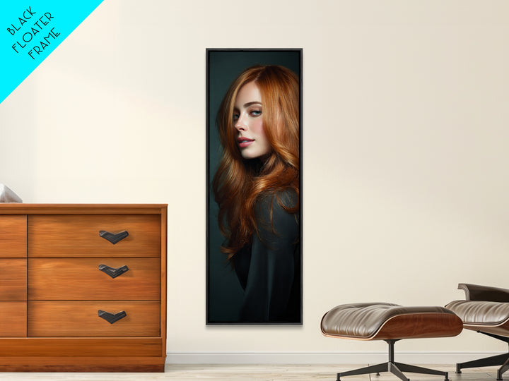 Copper Hair Silhouette Framed Canvas Print, Hair Salon Art, Girls Room Decor, Living Room Decor, Fine Art, Style, HSA-1x3-46