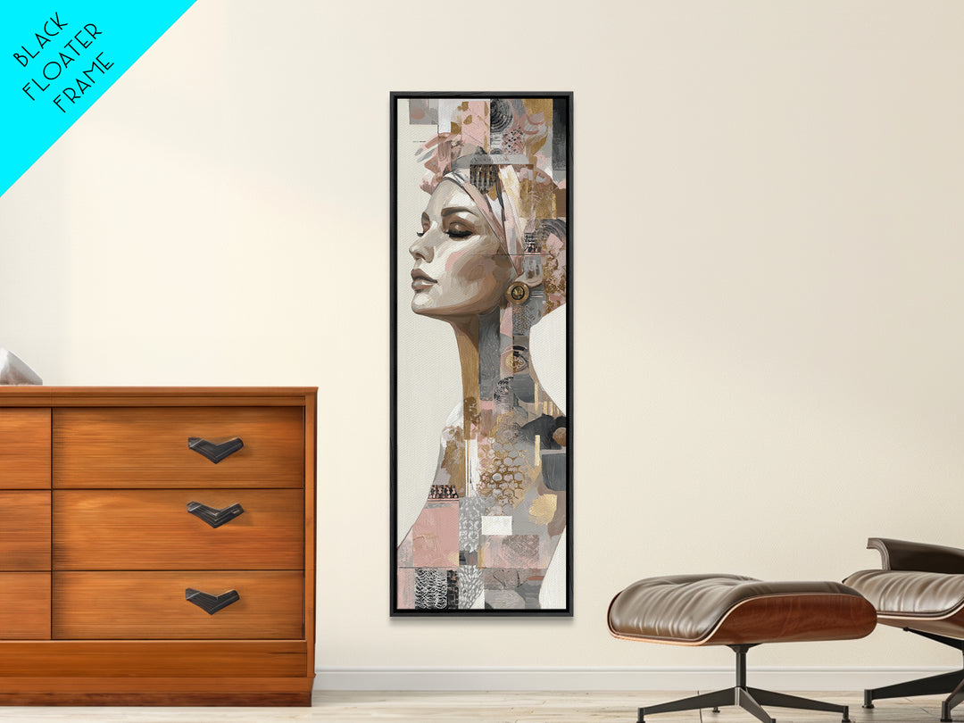 Mod 1960s Beauty Portrait Canvas Print, Hair Salon Art, Black Wall Art, Living Room Decor, Fine Art, Style, Afrocentric Art, HSA-1x3-55