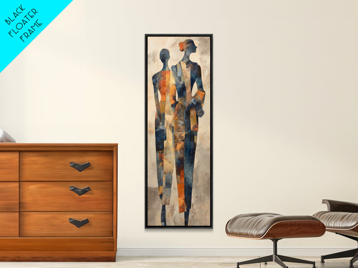 Fashion Portrait with Flowing Glossy Hair Framed Canvas Print, Hair Salon Art, Textured Painting, Living Room Decor, Style, HSA-1x3-61