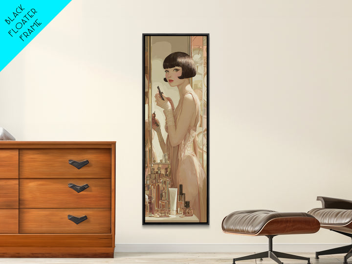 Woman with Dramatic Bob Haircut in Art Framed Canvas Print, Hair Salon Art, Printable Art, Living Room Decor, Fine Art, Style, HSA-1x3-64