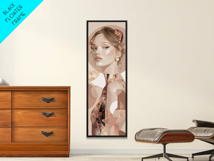 Mod 1960s Beauty Portrait Canvas Print, Hair Salon Art, Contemporary Art, Living Room Decor, Oil Painting, Style, Modern Art, HSA-1x3-7