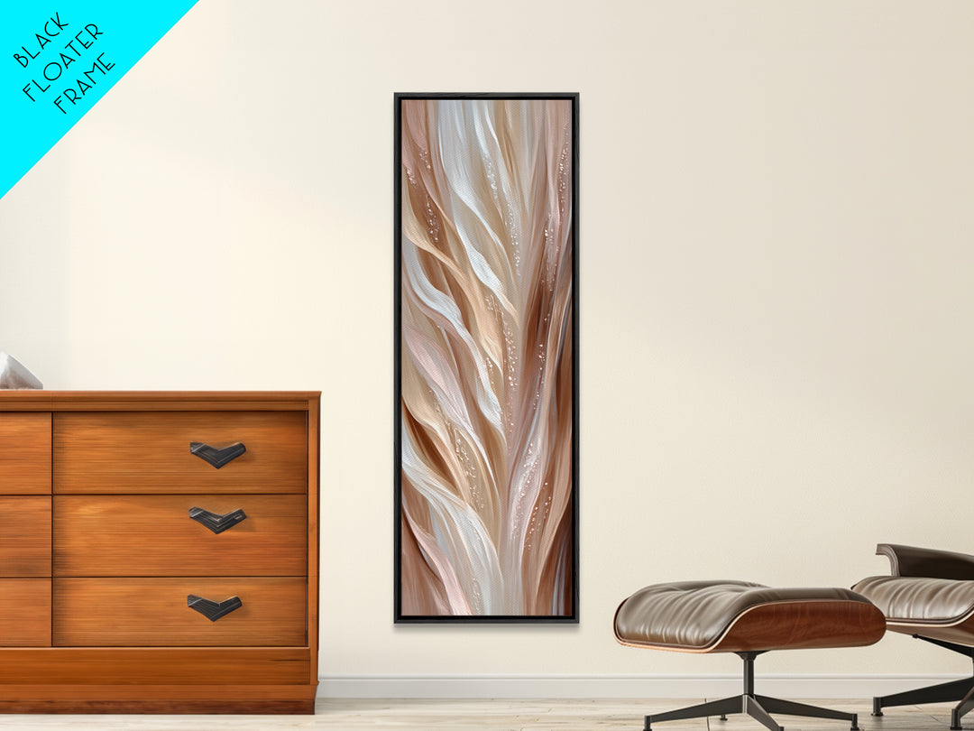 Blonde Waves Painted Framed Canvas Print, Hair Salon Art, Minimalist Wall Art, Living Room Decor, Oil Painting, Style, HSA-1x3-76