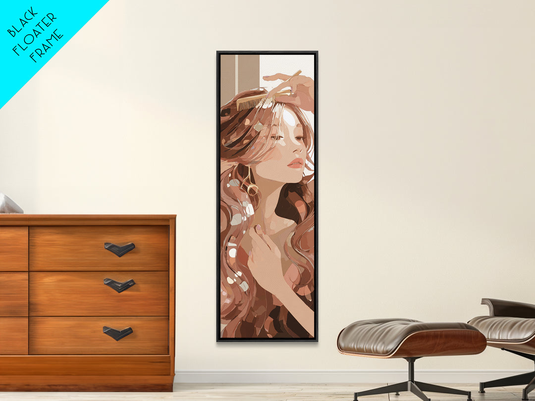 Elegant Hands Styling Hair Canvas Print, Hair Salon Art, Home Decor, Living Room Decor, Oil Painting, Style, Contemporary Art, HSA-1x3-82