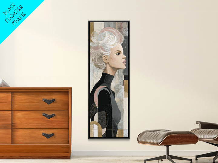 Abstract Hair Strands Forming Elegant Waves Framed Canvas Print, Hair Salon Art, Hairstylist, Living Room Decor, Abstract Art, HSA-1x3-87