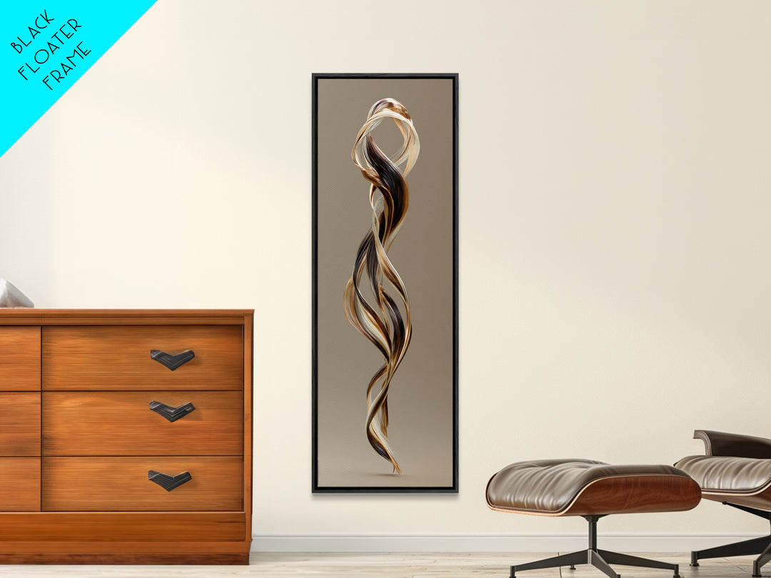 Hair Strands Turning into Abstract Ribbons Canvas Print, Hair Salon Art, Gallery Decor, Living Room Decor, Abstract Art, Style, HSA-1x3-9