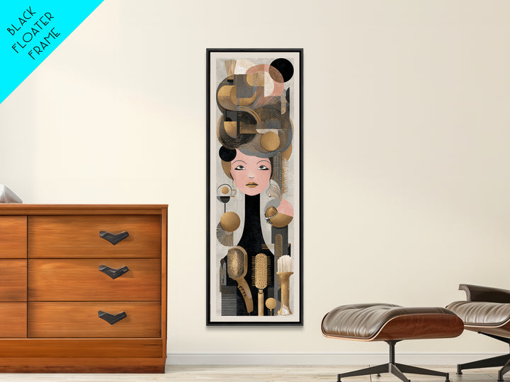 Hairdryer and Brush Canvas Print, Hair Salon Art, Minimalist Decor, Living Room Decor, Fine Art, Style, Black Wall Art, HSA-1x3-93