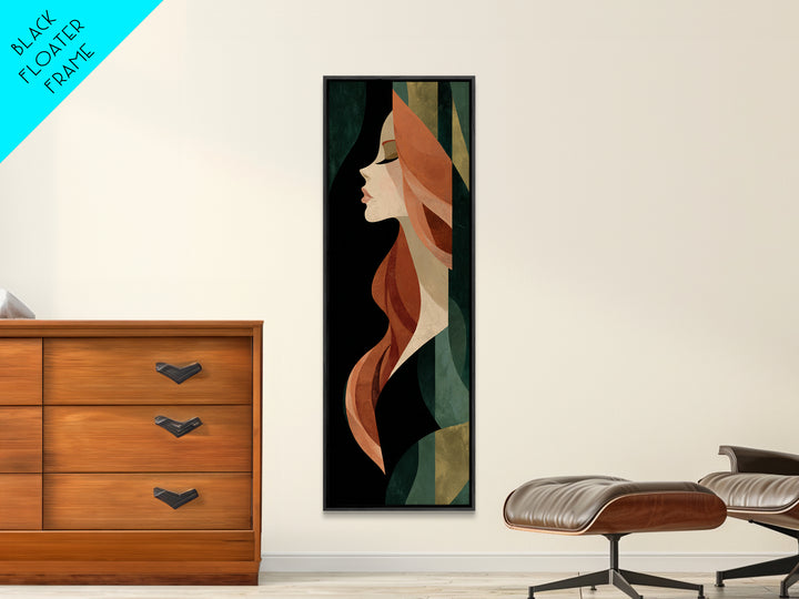 Copper Hair Silhouette Canvas Print, Hair Salon Art, Modern Decor, Living Room Decor, Fine Art, Style, Digital Prints, HSA-1x3-94