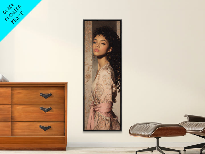 Curly Hair Portrait Canvas Print, Hair Salon Art, Hairdresser Gift, Living Room Decor, Fine Art, Style, Textured Painting, HSA-1x3-99
