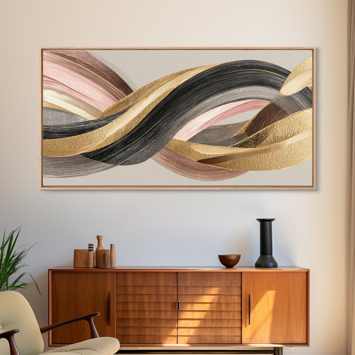 Hair Strands Turning into Abstract Ribbons Canvas Print, Hair Salon Art, Living Room Decor, Abstract Art, Style, HSA-2x1-17