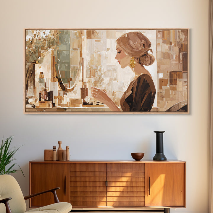 Minimal Female Profile Canvas Print, Hair Salon Art, Contemporary Art, Living Room Decor, Oil Painting, Style, Modern Art, HSA-2x1-32