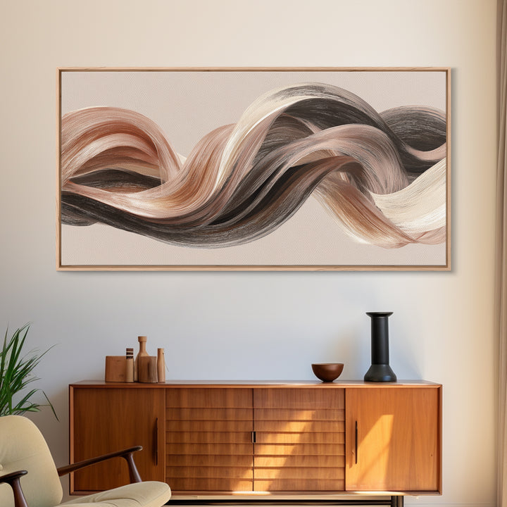 Abstract Hair Strands Forming Elegant Waves Canvas Print, Hair Salon Art, Modern Art, Living Room Decor, Abstract Art, Style, HSA-2x1-47