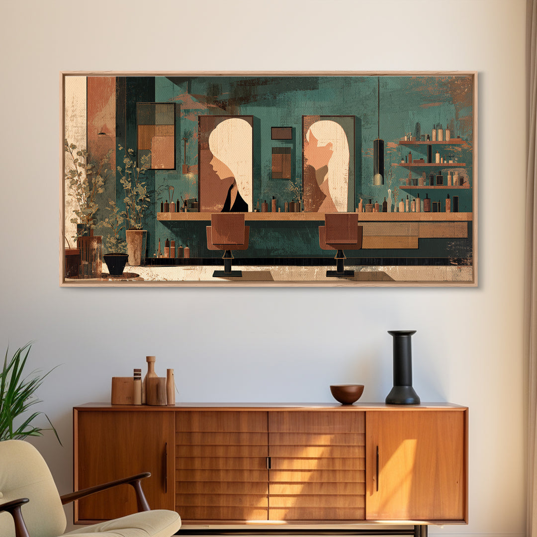 Copper Hair Silhouette Canvas Print, Hair Salon Art, Contemporary Art, Living Room Decor, Fine Art, Style, Modern Art, HSA-2x1-54