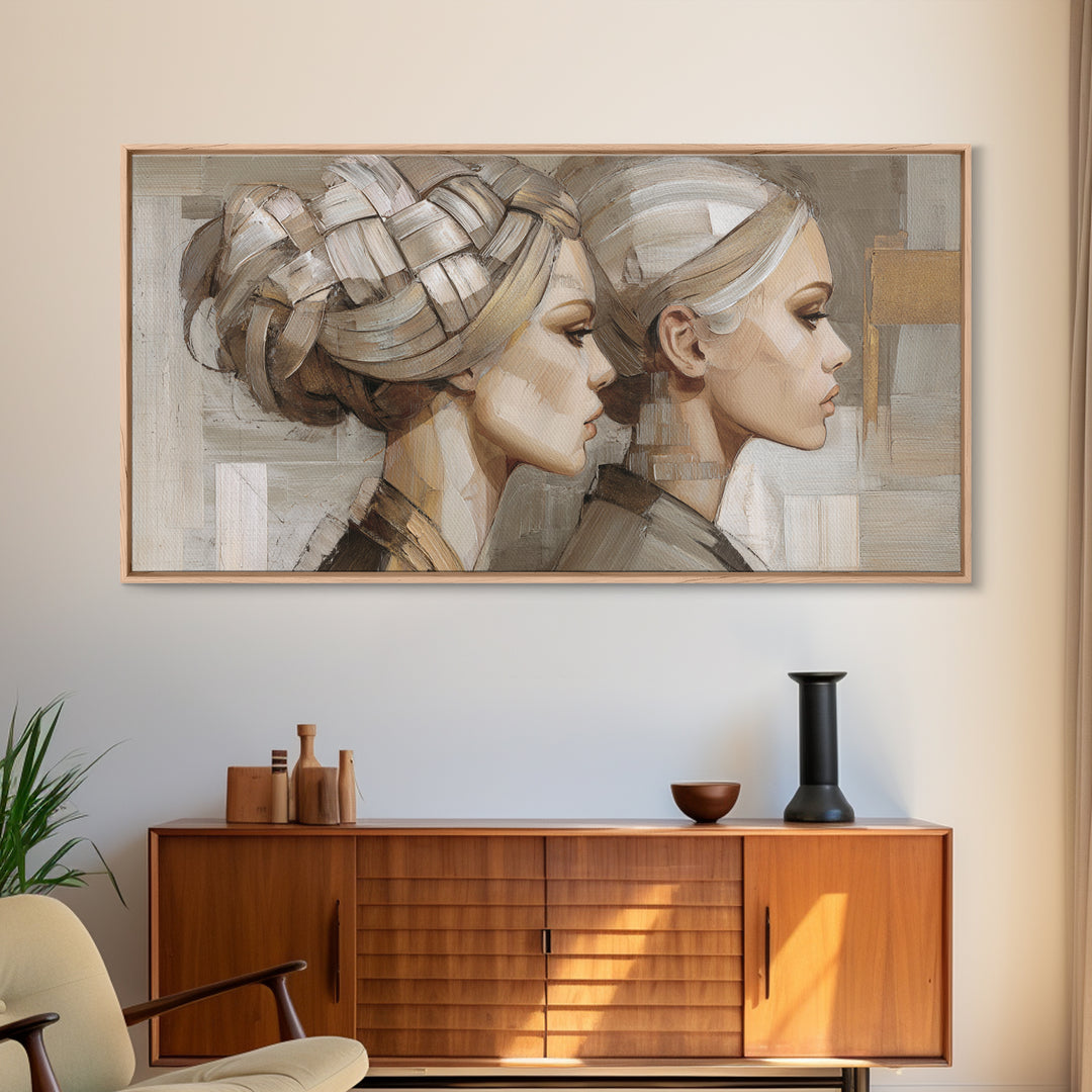 Braided Hairstyle Study Framed Canvas Print, Hair Salon Art, African American Art, Living Room Decor, Fine Art, Style, HSA-2x1-55
