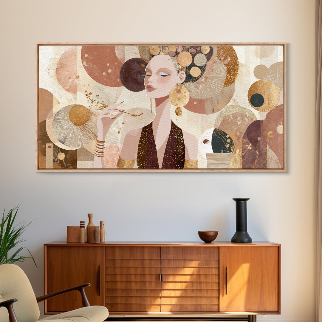 Colorful Fashion Illustration of a Stylish Woman Canvas Print, Hair Salon Art, Living Room Decor, Oil Painting, Style, HSA-2x1-57