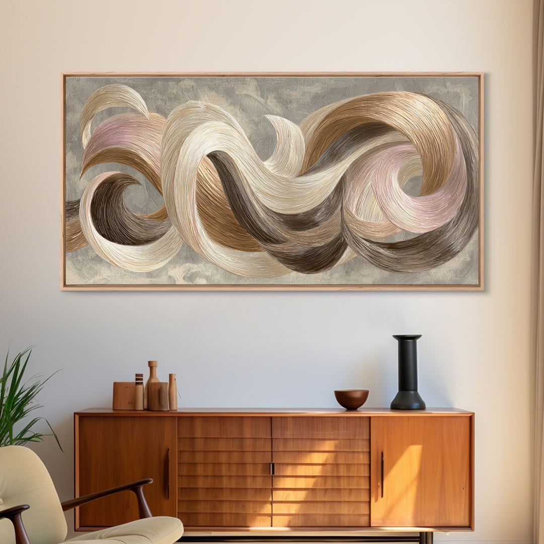 Abstract Hair Strands Forming Elegant Waves Canvas Print, Hair Salon Art, Afrocentric Art, Living Room Decor, Fine Art, Style, HSA-2x1-71