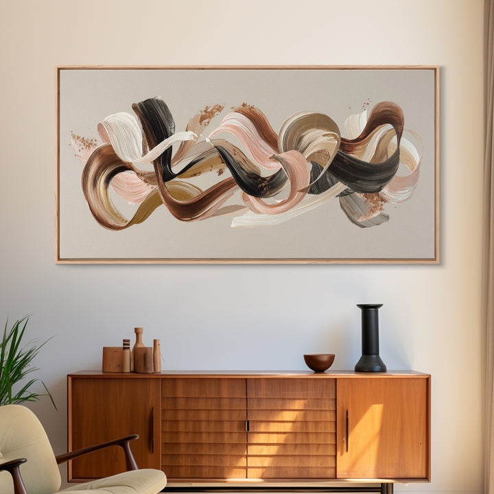 Hair Strands Turning into Abstract Ribbons Canvas Print, Hair Salon Art, Black Wall Art, Living Room Decor, Fine Art, Style, HSA-2x1-89