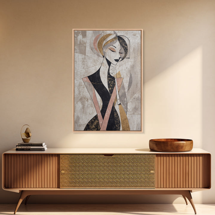 Black and White Line Art Salon Figure Canvas Print, Hair Salon Art, Home Decor, Living Room Decor, Fine Art, Style, HSA-2x3-15
