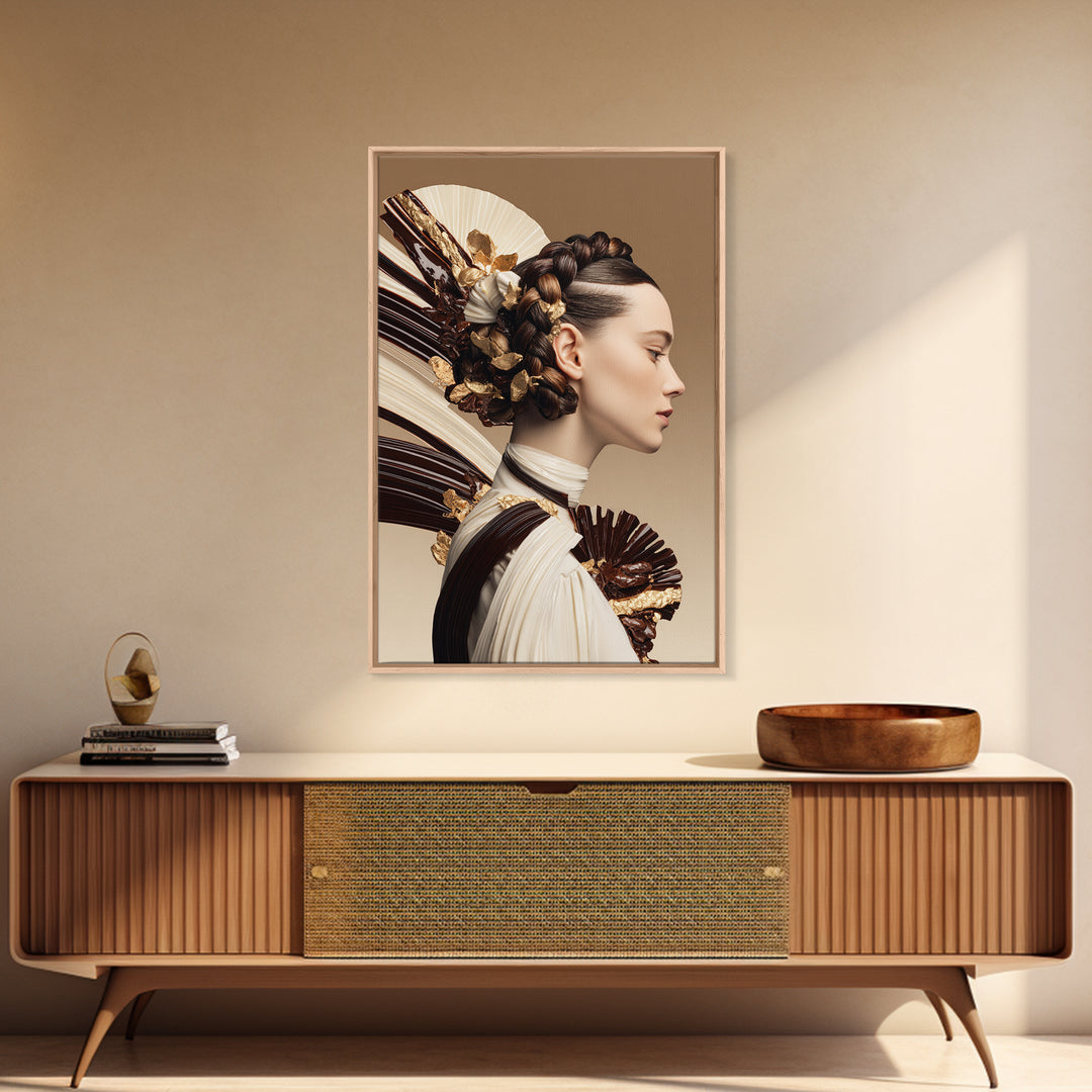 Braided Hairstyle Study Framed Canvas Print, Hair Salon Art, Gallery Decor, Living Room Decor, Fine Art, Style, Wall Art, HSA-2x3-19